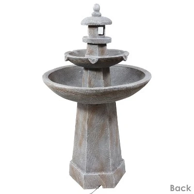 Sunnydaze Decor Sunnydaze 40"H Electric Polyresin 2-Tiered Pagoda Outdoor Water Fountain With LED Light 9 Sunnydaze Decor Sunnydaze 40"H Electric Polyresin 2-Tiered Pagoda Outdoor Water Fountain With LED Light - Image 7