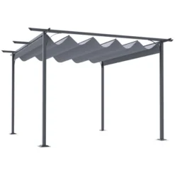 Outsunny 11.5' X 11.5' Retractable Patio Gazebo Pergola With UV Resistant Outdoor Canopy & Strong Steel Frame -Sunnydaze Decor Store GUEST 18d98f19 0189 45fb b1cb 24463c8905d8