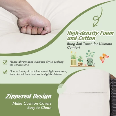 Costway Set Of 2 Patio Rattan Ottoman Footrest Cushions Wooden Handle Off WhiteBrownRedNavy 7 Costway Set Of 2 Patio Rattan Ottoman Footrest Cushions Wooden Handle Off WhiteBrownRedNavy - Image 5