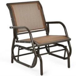 Costway Outdoor Single Swing Glider Rocking Chair Armrest Garden Porch Backyard GreyBrown 18 Costway Outdoor Single Swing Glider Rocking Chair Armrest Garden Porch Backyard GreyBrown -Sunnydaze Decor Store GUEST 190c513d b9d8 4f4d 9a82 4f26e8c9e8ab