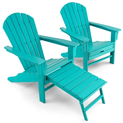 Tangkula 2PCS HDPE Adirondack Chair W/Ergonomic Design&Ottoman Outdoor Lounge Armchair Chair For Yard&Patio Black/Coffee/Grey/Turquoise/White 10 Tangkula 2PCS HDPE Adirondack Chair W/Ergonomic Design&Ottoman Outdoor Lounge Armchair Chair For Yard&Patio Black/Coffee/Grey/Turquoise/White - Image 8