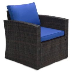6pc Wicker Outdoor Conversation Set Royal Blue/Dark Brown - EDYO LIVING -Sunnydaze Decor Store GUEST 1a4a4d7d 8c4b 4780 a3f2 8eae128a8fce