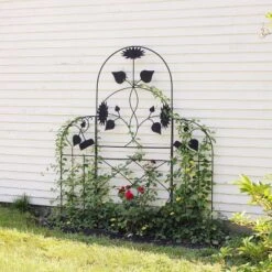 Achla Designs 90" Sunflower Decorative Iron Garden Trellis Black Powder Coat Finish 11 Achla Designs 90" Sunflower Decorative Iron Garden Trellis Black Powder Coat Finish -Sunnydaze Decor Store GUEST 1a81c7c3 5cd8 4200 9f80 81d3798849ec
