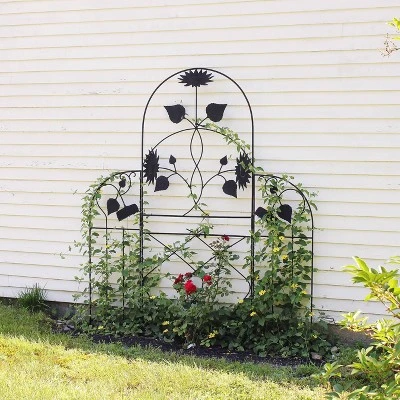 Achla Designs 90" Sunflower Decorative Iron Garden Trellis Black Powder Coat Finish 6 Achla Designs 90" Sunflower Decorative Iron Garden Trellis Black Powder Coat Finish - Image 4