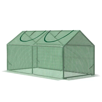 Outsunny Outdoor 3.9' X 2' X 2' Portable Mini Greenhouse, Small Greenhouse With PE Cover, Roll-up Zippered Windows For Indoor, Outdoor Garden, Green 5 Outsunny Outdoor 3.9' X 2' X 2' Portable Mini Greenhouse, Small Greenhouse With PE Cover, Roll-up Zippered Windows For Indoor, Outdoor Garden, Green - Image 3