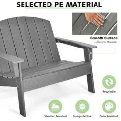 Costway Patio Adirondack Chair Loveseat Bench HDPE Weather Resistant Deck Grey -Sunnydaze Decor Store GUEST 1acc5510 9306 4ab5 8660 2a780e92b535