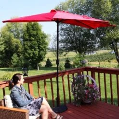 Sunnydaze Decor Sunnydaze Solar Outdoor Half Patio Umbrella With LED Lights And Crank - 9' -Sunnydaze Decor Store GUEST 1b121f77 57af 4f02 a16d bb1faff6667f