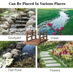 Costway 5' Wooden Bridge Stained Finish Decorative Solid Wood Garden Pond Arch Walkway -Sunnydaze Decor Store GUEST 1b32525d 89b1 4595 b463 810bba32bedd