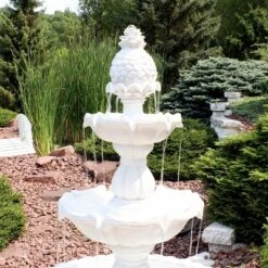 Sunnydaze Decor Sunnydaze 59"H Electric Fiberglass 3-Tier Welcome Pineapple Top Outdoor Water Fountain -Sunnydaze Decor Store GUEST 1b3dd59f 654a 4311 83ff b9f722897c27