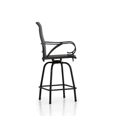 2pk Outdoor Swivel Bar Stools With Metal Frame & Sling Fabric - Captiva Designs 3 2pk Outdoor Swivel Bar Stools With Metal Frame & Sling Fabric - Captiva Designs