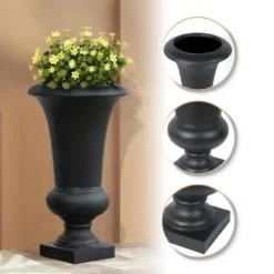 LuxenHome 22.75" H Slim MgO Urn Planter Black -Sunnydaze Decor Store GUEST 1b7743cd 5584 4346 9054 c3bea2f23845