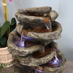 Sunnydaze Decor Sunnydaze Indoor Home Office Relaxing 6-Tiered Stone Falls Tabletop Water Fountain With LED Lights - 15" -Sunnydaze Decor Store GUEST 1c5df818 19cc 43ea af55 736b935eac61