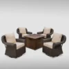Venti 5pc Wicker Swivel Club Chairs And Fire Pit - Dark Brown/Beige - Christopher Knight Home -Sunnydaze Decor Store GUEST 1c77f48f a6f0 40cc 8675 5cefadf60b97