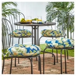 4pk 15" Marlow Floral Outdoor Bistro Chair Cushions - Kensington Garden