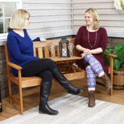 Sunnydaze Decor Sunnydaze Outdoor Meranti Wood With Teak Oil Finish 2-Person Bench Seat With Pop-Up Table - 60" - Brown -Sunnydaze Decor Store GUEST 1cf88231 509e 44d6 acf4 73894fd6c726