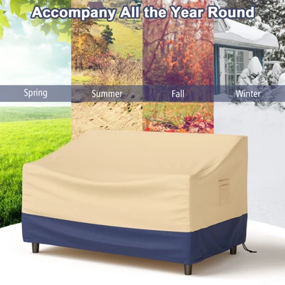 Costway Patio 60''x43'' 2-Seater Bench Loveseat Deep Sofa Cover Waterproof Handle Air Vent 6 Costway Patio 60''x43'' 2-Seater Bench Loveseat Deep Sofa Cover Waterproof Handle Air Vent - Image 4