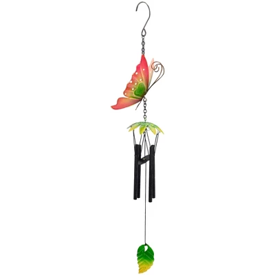 Northlight 19" Red Metal Butterfly Outdoor Garden Windchime 4 Northlight 19" Red Metal Butterfly Outdoor Garden Windchime - Image 2