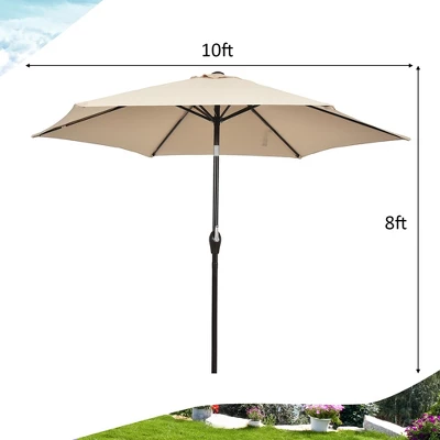 Costway 10Ft Outdoor Market Patio Table Umbrella Push Button Tilt Crank Lift BurgundyBeigeTanBlue 4 Costway 10Ft Outdoor Market Patio Table Umbrella Push Button Tilt Crank Lift BurgundyBeigeTanBlue - Image 2