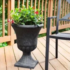Southern Patio EB-029816 Winston 16 Inch Diameter Resin Ceramic Indoor Outdoor Garden Planter Urn Pot For Flowers, Herbs, Vegetables And Plants, Black -Sunnydaze Decor Store GUEST 1e0e66d4 64a4 4ad4 82a2 056f8aeb8083