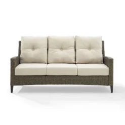 Rockport Outdoor Wicker High Back Sofa - Oatmeal/Light Brown - Crosley -Sunnydaze Decor Store GUEST 1e14f081 3b4d 43fa 8788 e56350e076c9