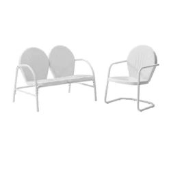Griffith 2pc Outdoor Seating Set - White - Crosley -Sunnydaze Decor Store GUEST 1e177410 c92b 4eaa b15f 26a07775b266