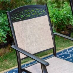 7pc Outdoor Dining Set With Sling Chairs & Metal Rectangle Table With Umbrella Hole - Captiva Designs -Sunnydaze Decor Store GUEST 1e3e8505 c86c 420a ae2f 703d6cf63147