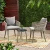 Pebble 3pc Wicker Boho Chat Set - Gray - Christopher Knight Home -Sunnydaze Decor Store GUEST 1e5e113f cb2d 4e6f 90d9 8f5b448c87a0