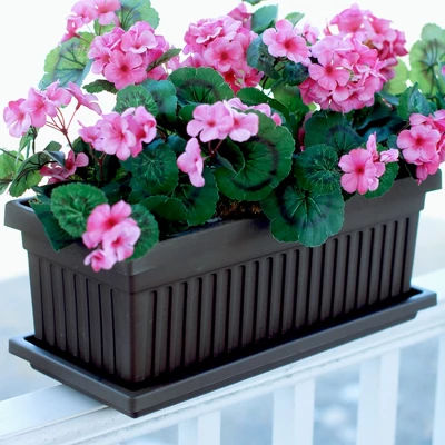 HC Companies 30 Inch Long Fluted Plastic Venetian Garden Window Container Planter Box For Indoor Or Outdoor Flowers, Vegetables, Or Succulents (Clay) 4 HC Companies 30 Inch Long Fluted Plastic Venetian Garden Window Container Planter Box For Indoor Or Outdoor Flowers, Vegetables, Or Succulents (Clay) - Image 2