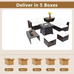 Tangkula 9PCS Outdoor Patio Furniture Set With 30" Propane Fire Pit Table PE Wicker Space-Saving Sectional Sofa Set W/ Storage Box & Cushions 19 Tangkula 9PCS Outdoor Patio Furniture Set With 30" Propane Fire Pit Table PE Wicker Space-Saving Sectional Sofa Set W/ Storage Box & Cushions -Sunnydaze Decor Store GUEST 1e9c7485 9e4e 4a67 8daf e1fda3eed34d