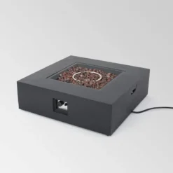 Oana 7pc Acacia V-Shaped Sectional Sofa With Fire Pit Set - Gray/Dark Gray - Christopher Knight Home -Sunnydaze Decor Store GUEST 1eb4a5ab 0dc5 417d 9c9b 46c3eb952b2e