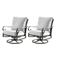 5pc Outdoor Dining Set With 44" Round Fire Table, 4 Deep Seating Swivel Rocking Chairs & Table Fabric Covers - Gray/Copper - Oakland Living 25 5pc Outdoor Dining Set With 44" Round Fire Table, 4 Deep Seating Swivel Rocking Chairs & Table Fabric Covers - Gray/Copper - Oakland Living -Sunnydaze Decor Store GUEST 1f056733 9752 4960 99e7 03246f7e31e4