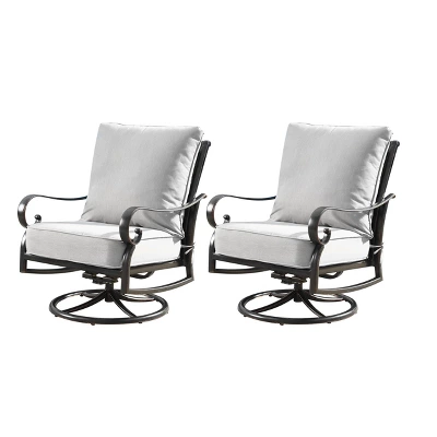 5pc Outdoor Dining Set With 44" Round Fire Table, 4 Deep Seating Swivel Rocking Chairs & Table Fabric Covers - Gray/Copper - Oakland Living 12 5pc Outdoor Dining Set With 44" Round Fire Table, 4 Deep Seating Swivel Rocking Chairs & Table Fabric Covers - Gray/Copper - Oakland Living - Image 10