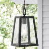 6.75" 1-Light Glendale Farmhouse Industrial Iron/Glass Outdoor LED Pendant Black/Clear - JONATHAN Y