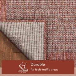 Well Woven Woden Indoor/Outdoor Flat Weave Pile Solid Border Area Rug -Sunnydaze Decor Store GUEST 209492ec d9c4 4478 8a68 1226bf0d1f6e