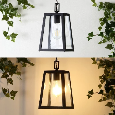 6.75" 1-Light Glendale Farmhouse Industrial Iron/Glass Outdoor LED Pendant Black/Clear - JONATHAN Y 7 6.75" 1-Light Glendale Farmhouse Industrial Iron/Glass Outdoor LED Pendant Black/Clear - JONATHAN Y - Image 5