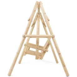 Costway A-Frame Wooden Porch Swing Outdoor Garden Rural Torched Log Curved Back Bench -Sunnydaze Decor Store GUEST 21a62fab 187e 4ed8 8d87 17e45f9e72dd