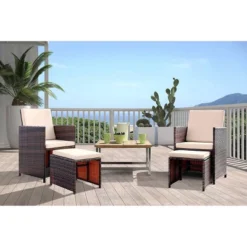 4pc Outdoor Wicker Rattan Set With Cushioned Chairs & Ottomans - Devoko -Sunnydaze Decor Store GUEST 21afa6a7 3840 479c b1f4 29e794a91a43