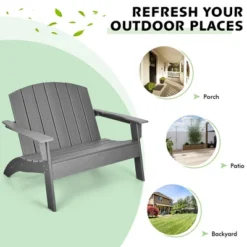 Costway Patio Adirondack Chair Loveseat Bench HDPE Weather Resistant Deck Grey -Sunnydaze Decor Store GUEST 222a1fcd 728d 4333 86b5 0f98050ba12a