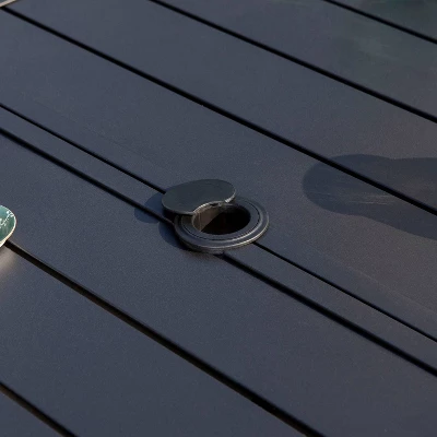 7pc Patio Dining Set With Rectangle Table With 2.6" Umbrella Hole & 360 Swivel Padded Arm Chairs - Captiva Designs 7 7pc Patio Dining Set With Rectangle Table With 2.6" Umbrella Hole & 360 Swivel Padded Arm Chairs - Captiva Designs - Image 5