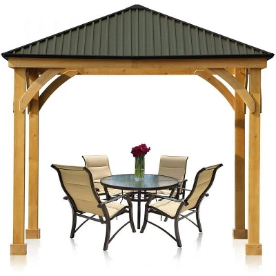 Aoodor Patio Solid Wooden Gazebo 10 X 10 Ft. Hardtop Roof For Garden 8 Aoodor Patio Solid Wooden Gazebo 10 X 10 Ft. Hardtop Roof For Garden - Image 6