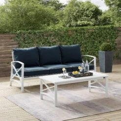Kaplan 2pc Outdoor Sofa Set - Navy - Crosley -Sunnydaze Decor Store GUEST 239a9198 394c 48c1 aec4 da10d69490b3