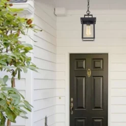 Square Glass/Metal Outdoor Pendant Lamp Black - LNC -Sunnydaze Decor Store GUEST 240221b8 b059 49b6 899c 06a6d504094f