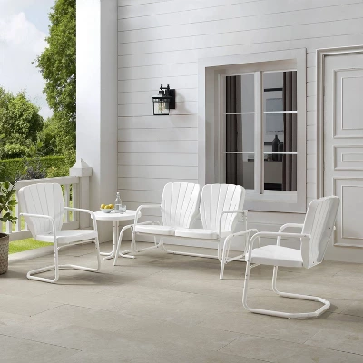 Ridgeland 4pc Outdoor Metal Conversation Set - White - Crosley 3 Ridgeland 4pc Outdoor Metal Conversation Set - White - Crosley