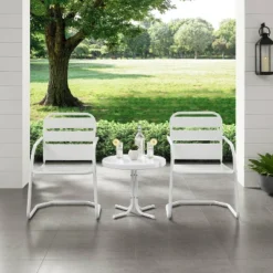 Brighton 3pc Metal Conversation Seating Set - White - Crosley -Sunnydaze Decor Store GUEST 243f318a e5c1 4495 8d42 fc8a16652d70