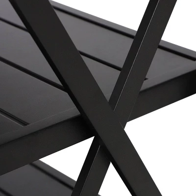 Outdoor Double Shelf Movable Steel Rectangle Cart Table - Captiva Designs 6 Outdoor Double Shelf Movable Steel Rectangle Cart Table - Captiva Designs - Image 4