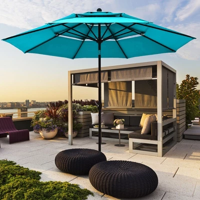 Costway 10ft 3 Tier Patio Market Umbrella Aluminum Sunshade Shelter Double Vented 14 Costway 10ft 3 Tier Patio Market Umbrella Aluminum Sunshade Shelter Double Vented - Image 12