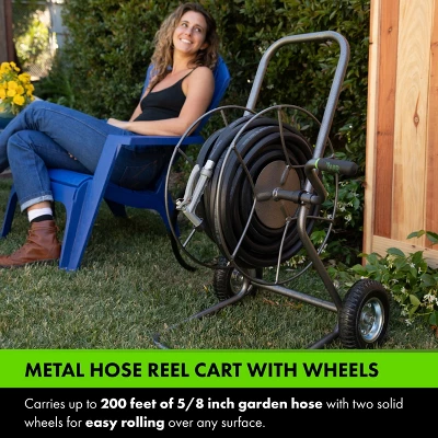 Yard Butler Hose Reel Cart With Wheels - Heavy Duty 200 Foot Metal Hose Reel - Suitable For Gardens, Lawns And Outdoor - IHT-2EZ 3 Yard Butler Hose Reel Cart With Wheels - Heavy Duty 200 Foot Metal Hose Reel - Suitable For Gardens, Lawns And Outdoor - IHT-2EZ
