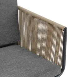 Barton 3PCS Outdoor Patio Conversation Set Chat Bistro Set (2) Chairs Armrest And Glass Table, Grey -Sunnydaze Decor Store GUEST 2608eab4 ddce 4bba b57b f13f94d6c1d1