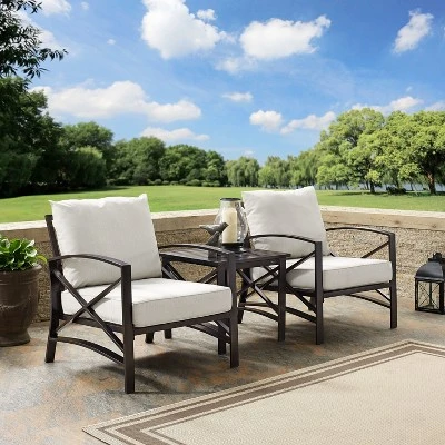 3pc Kaplan Outdoor Seating Set With 2 Chairs & Side Table - Oatmeal - Crosley 6 3pc Kaplan Outdoor Seating Set With 2 Chairs & Side Table - Oatmeal - Crosley - Image 4