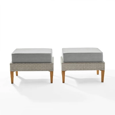 Capella 2pk Outdoor Wicker Ottomans - Gray - Crosley 8 Capella 2pk Outdoor Wicker Ottomans - Gray - Crosley - Image 6